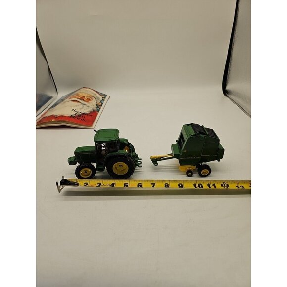 John Deere Ertl Tractor 6" Toy 6410 And Baler 590 Die cast Metal  Excellent - Picture 2 of 11